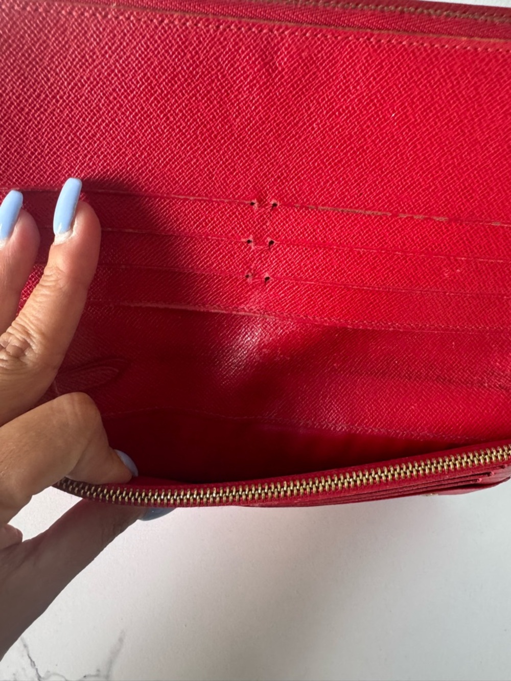 Louis Vuitton Red Leather Wallet with Gold Hardware - Picture 5 of 9
